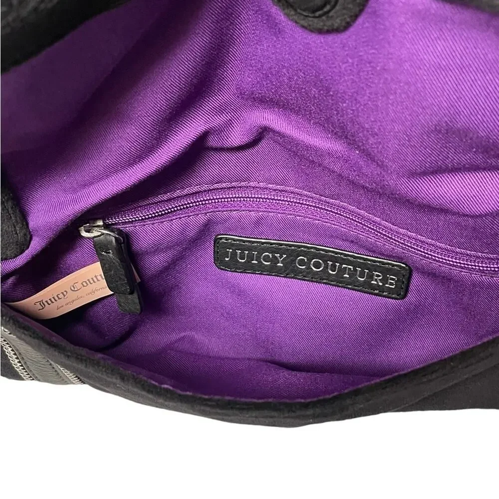 JUICY COUTURE SUZE CHAIN VELOUR NAVY BLUE CLUTCH RINESTONE.